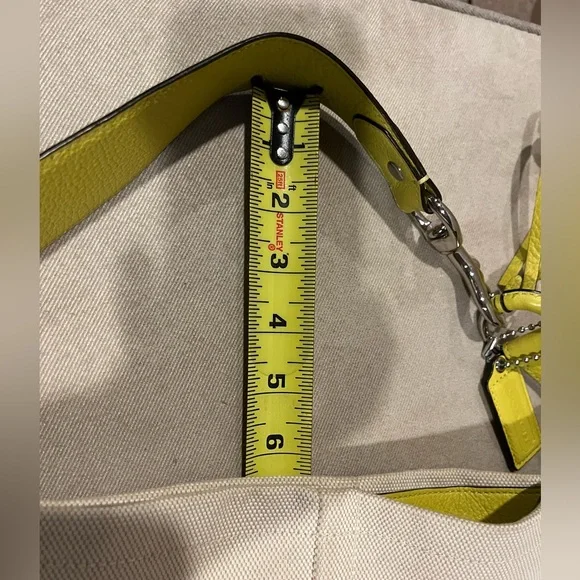 Coach canvas and lime green/yellow leather shoulder purse - Picture 15 of 15